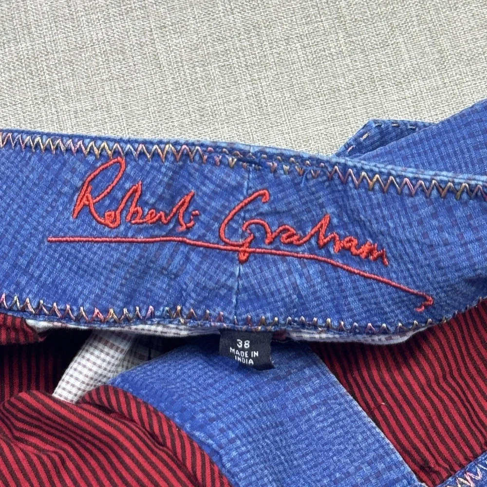 Robert Graham‎ Shorts Mens 38 Blue Chino Flat Front Cotton Polyester 9 Inseam